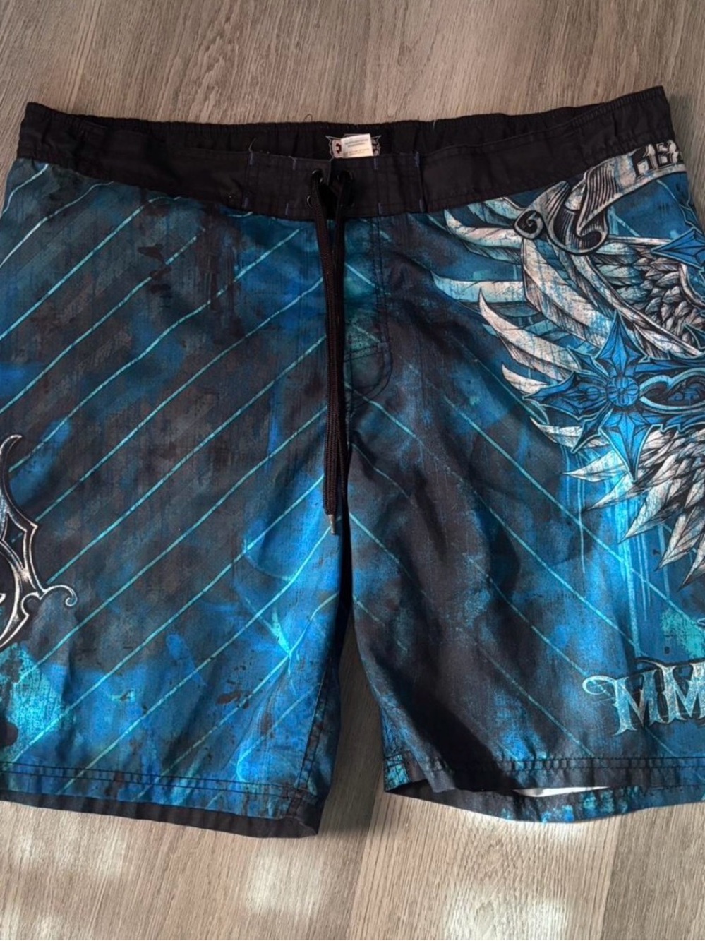 y2k mma elite Men's Blue Graphic Swim Shorts
